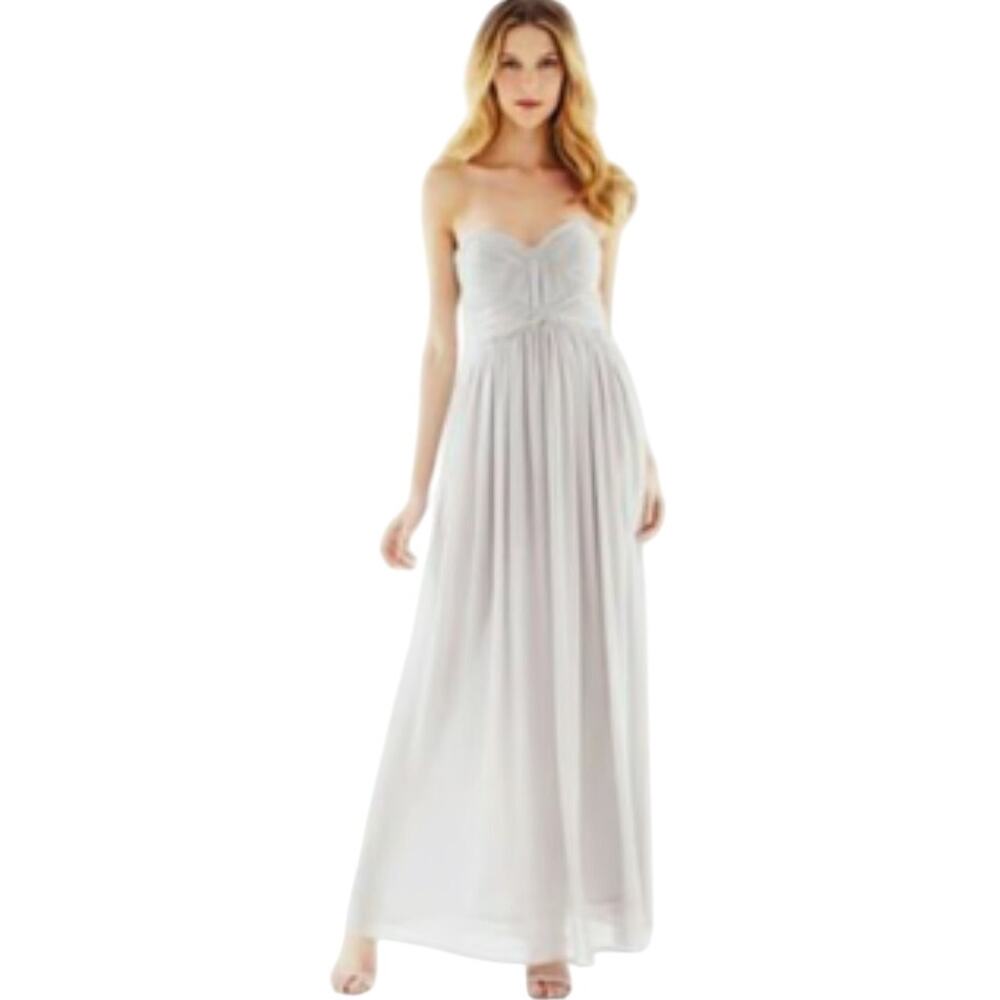 Pearl Georgina Chapman Studded Strapless Maxi Dress Size 4 Slate